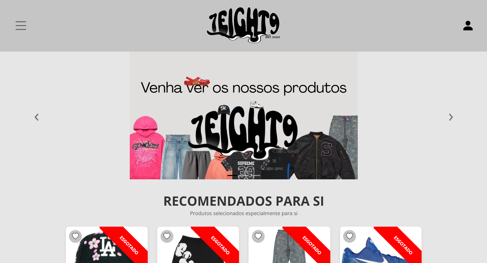Print do projeto 7eight9 - Loja de Roupa